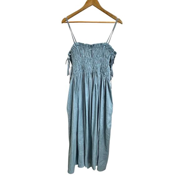 Cult Gaia Lola‎ Smocked Linen-Blend Midi Dress size Large $358 - Picture 7 of 7